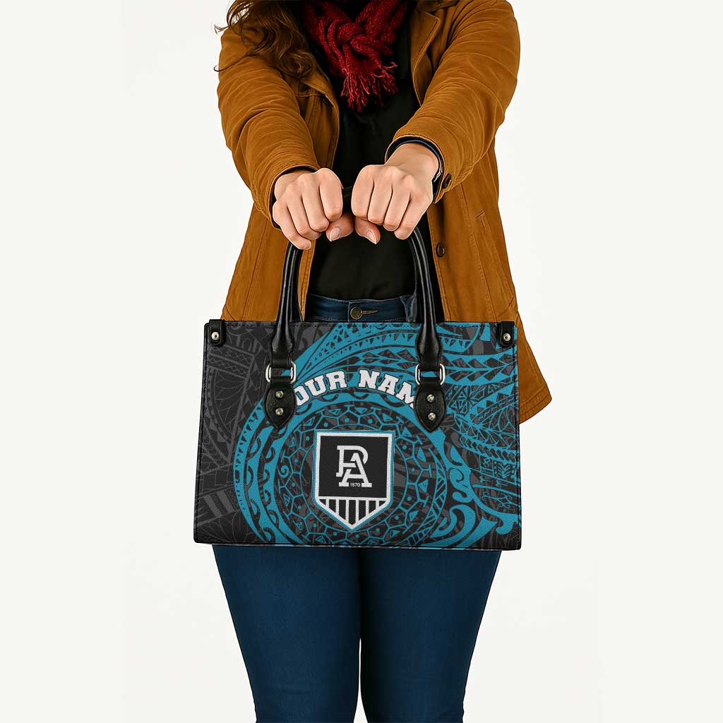Personalized Port Adelaide Power Polynesian Leather Bag Tribal Chest and Sleeve Tattoo Heritage Warrior