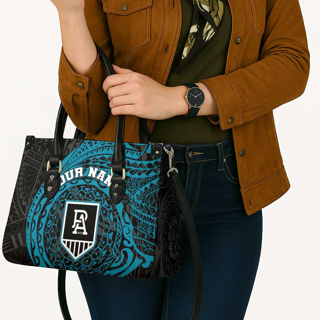Personalized Port Adelaide Power Polynesian Leather Bag Tribal Chest and Sleeve Tattoo Heritage Warrior