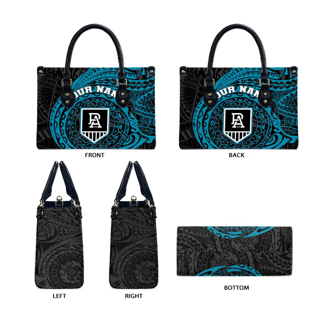 Personalized Port Adelaide Power Polynesian Leather Bag Tribal Chest and Sleeve Tattoo Heritage Warrior