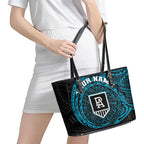Personalized Port Adelaide Power Polynesian Leather Tote Bag Tribal Chest and Sleeve Tattoo Heritage Warrior
