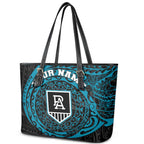 Personalized Port Adelaide Power Polynesian Leather Tote Bag Tribal Chest and Sleeve Tattoo Heritage Warrior