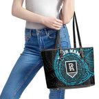 Personalized Port Adelaide Power Polynesian Leather Tote Bag Tribal Chest and Sleeve Tattoo Heritage Warrior