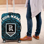 Personalized Port Adelaide Power Polynesian Luggage Cover Tribal Chest and Sleeve Tattoo Heritage Warrior