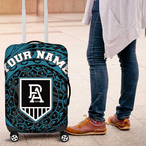 Personalized Port Adelaide Power Polynesian Luggage Cover Tribal Chest and Sleeve Tattoo Heritage Warrior