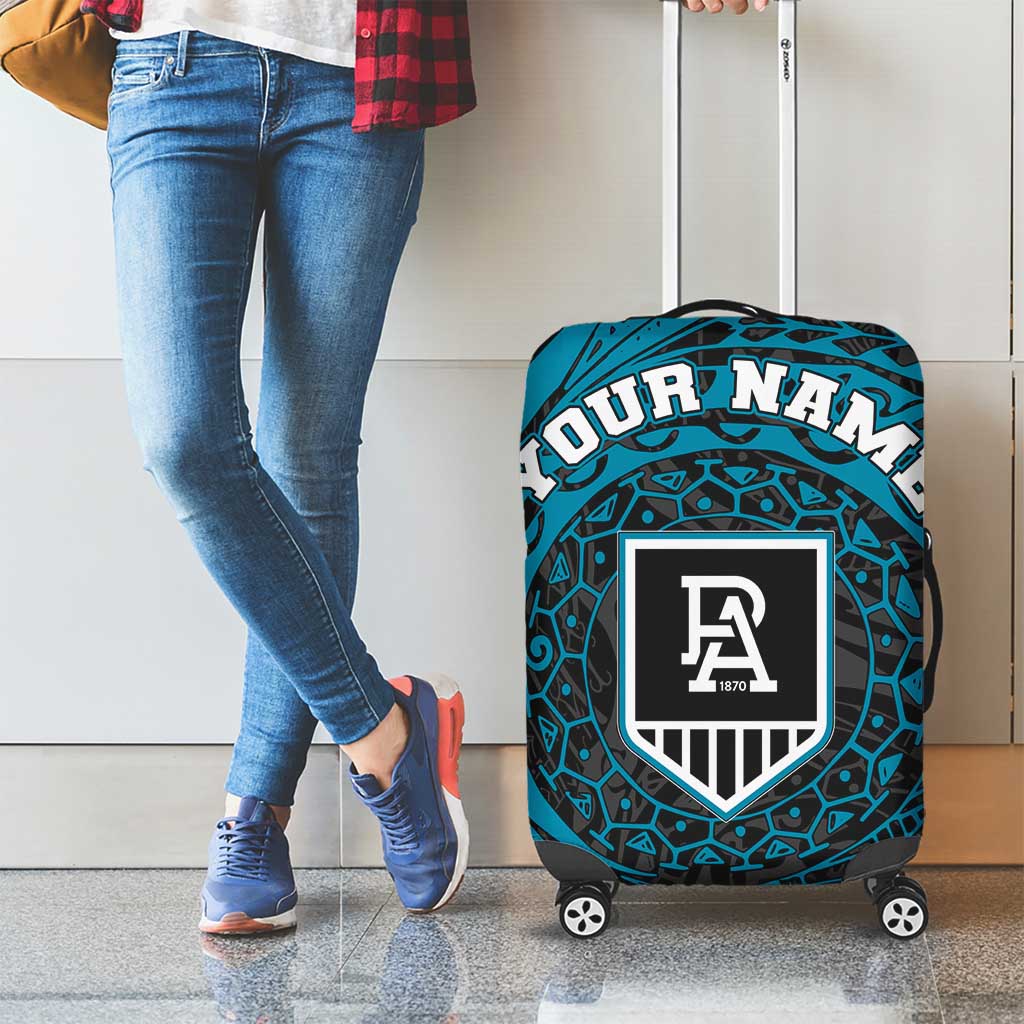Personalized Port Adelaide Power Polynesian Luggage Cover Tribal Chest and Sleeve Tattoo Heritage Warrior