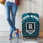 Personalized Port Adelaide Power Polynesian Luggage Cover Tribal Chest and Sleeve Tattoo Heritage Warrior