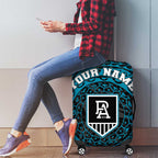 Personalized Port Adelaide Power Polynesian Luggage Cover Tribal Chest and Sleeve Tattoo Heritage Warrior