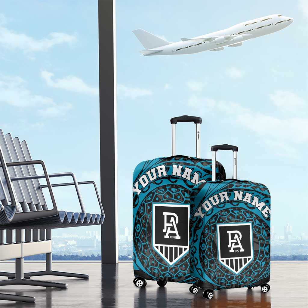 Personalized Port Adelaide Power Polynesian Luggage Cover Tribal Chest and Sleeve Tattoo Heritage Warrior