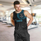 Personalized Port Adelaide Power Polynesian Men Tank Top Tribal Chest and Sleeve Tattoo Heritage Warrior