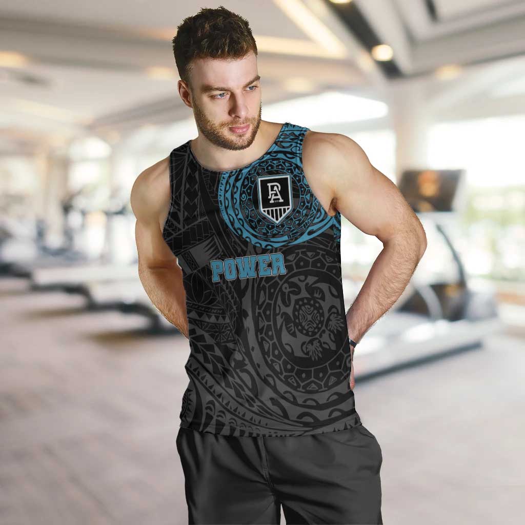 Personalized Port Adelaide Power Polynesian Men Tank Top Tribal Chest and Sleeve Tattoo Heritage Warrior