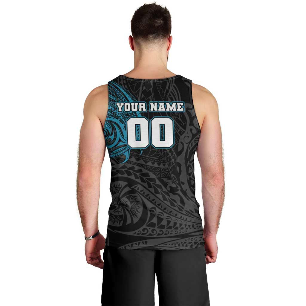 Personalized Port Adelaide Power Polynesian Men Tank Top Tribal Chest and Sleeve Tattoo Heritage Warrior