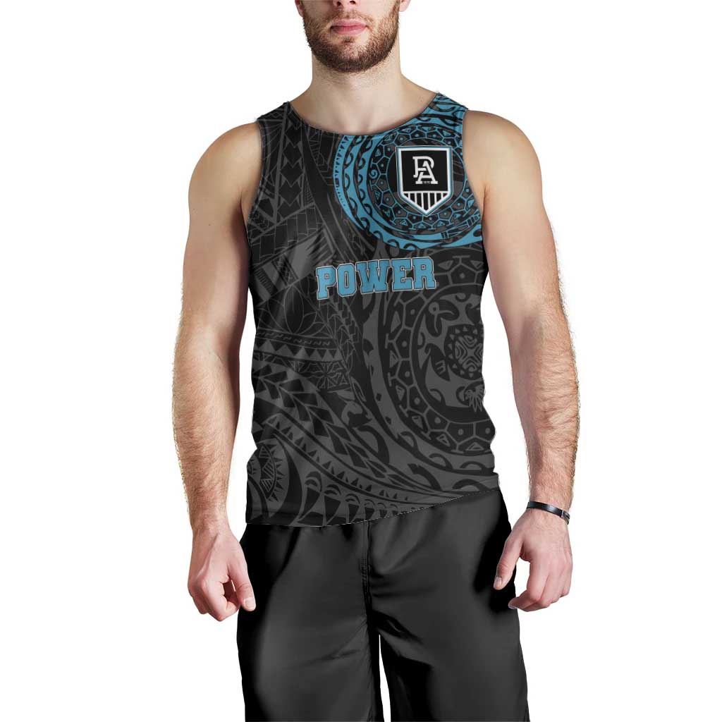 Personalized Port Adelaide Power Polynesian Men Tank Top Tribal Chest and Sleeve Tattoo Heritage Warrior