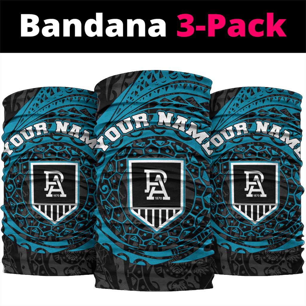 Personalized Port Adelaide Power Polynesian Neck Gaiter Tribal Chest and Sleeve Tattoo Heritage Warrior