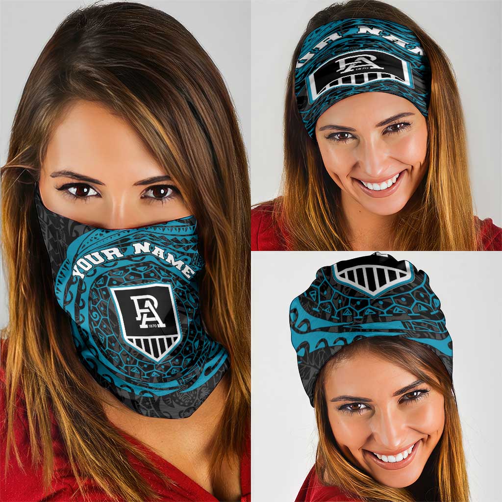 Personalized Port Adelaide Power Polynesian Neck Gaiter Tribal Chest and Sleeve Tattoo Heritage Warrior