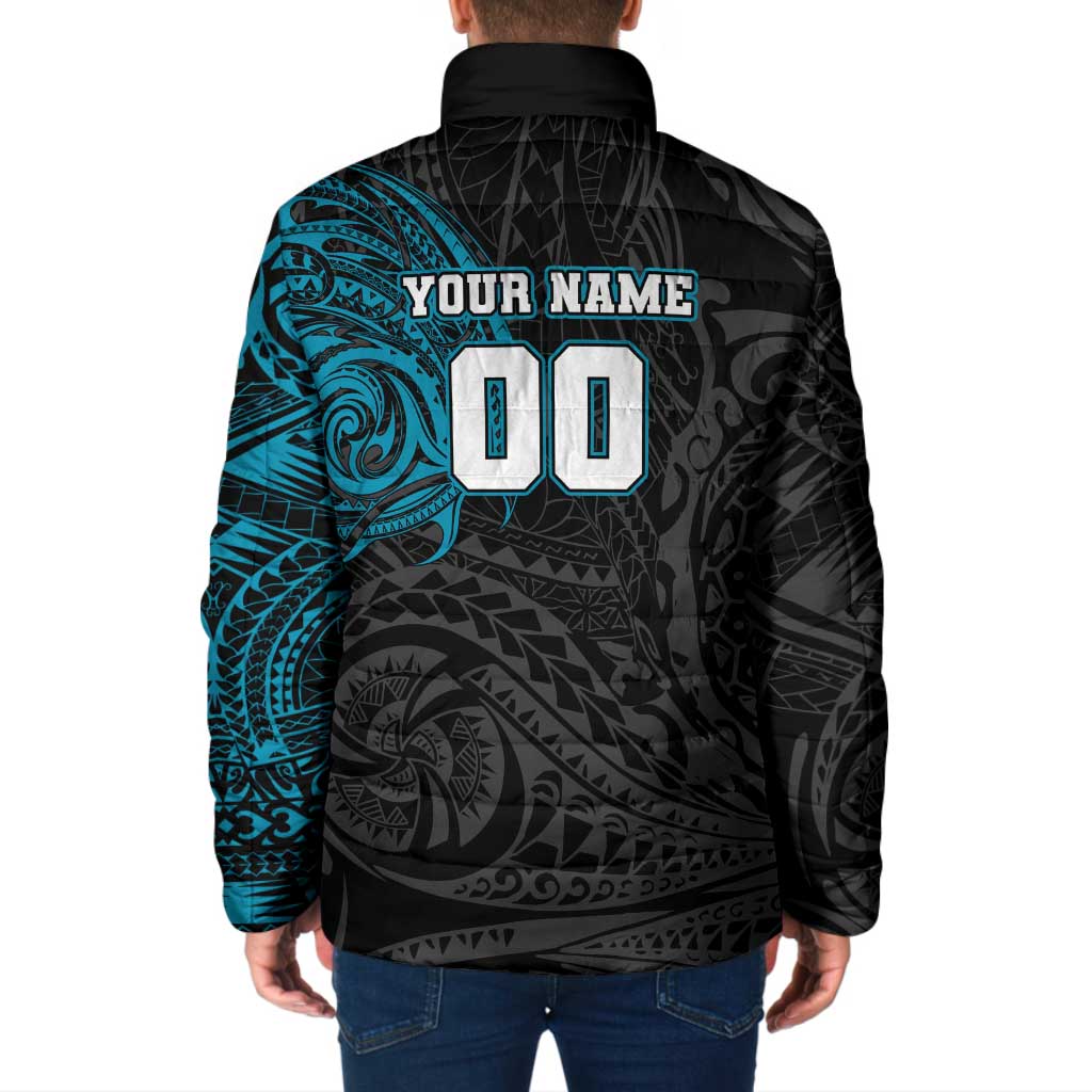 Personalized Port Adelaide Power Polynesian Padded Jacket Tribal Chest and Sleeve Tattoo Heritage Warrior
