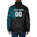 Personalized Port Adelaide Power Polynesian Padded Jacket Tribal Chest and Sleeve Tattoo Heritage Warrior