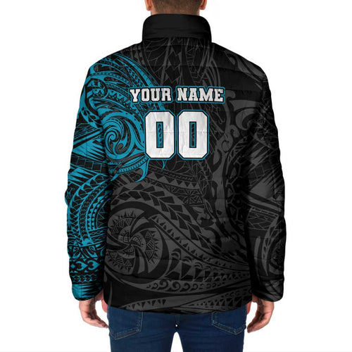 Personalized Port Adelaide Power Polynesian Padded Jacket Tribal Chest and Sleeve Tattoo Heritage Warrior