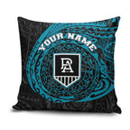 Personalized Port Adelaide Power Polynesian Pillow Cover Tribal Chest and Sleeve Tattoo Heritage Warrior