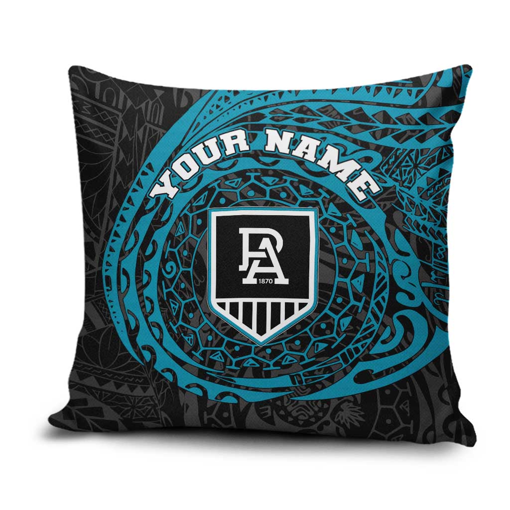 Personalized Port Adelaide Power Polynesian Pillow Cover Tribal Chest and Sleeve Tattoo Heritage Warrior