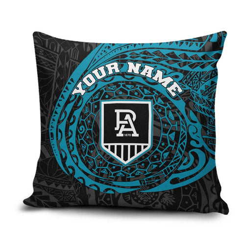 Personalized Port Adelaide Power Polynesian Pillow Cover Tribal Chest and Sleeve Tattoo Heritage Warrior