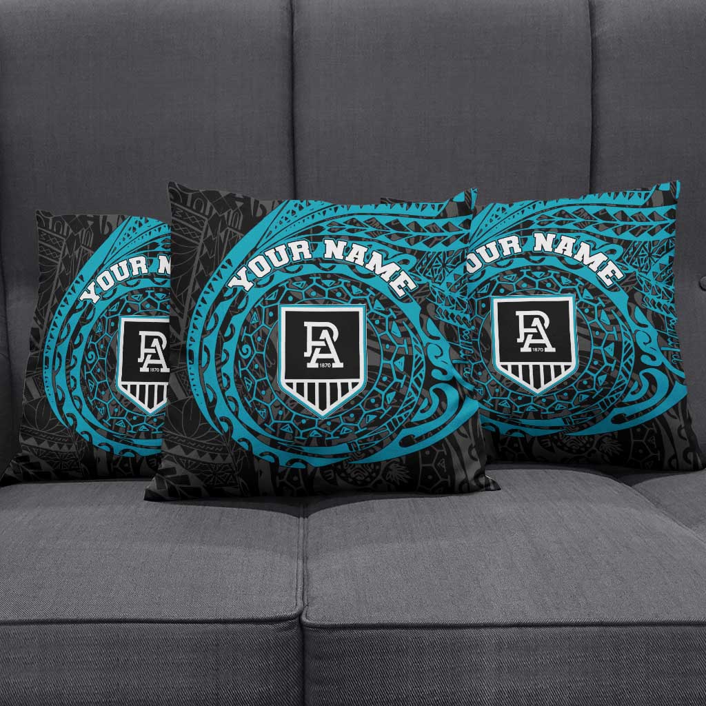 Personalized Port Adelaide Power Polynesian Pillow Cover Tribal Chest and Sleeve Tattoo Heritage Warrior