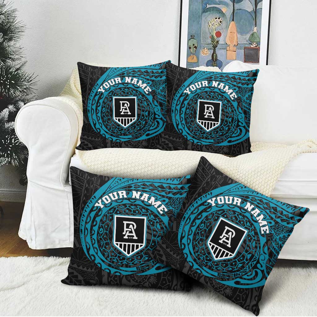 Personalized Port Adelaide Power Polynesian Pillow Cover Tribal Chest and Sleeve Tattoo Heritage Warrior