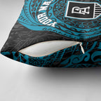 Personalized Port Adelaide Power Polynesian Pillow Cover Tribal Chest and Sleeve Tattoo Heritage Warrior