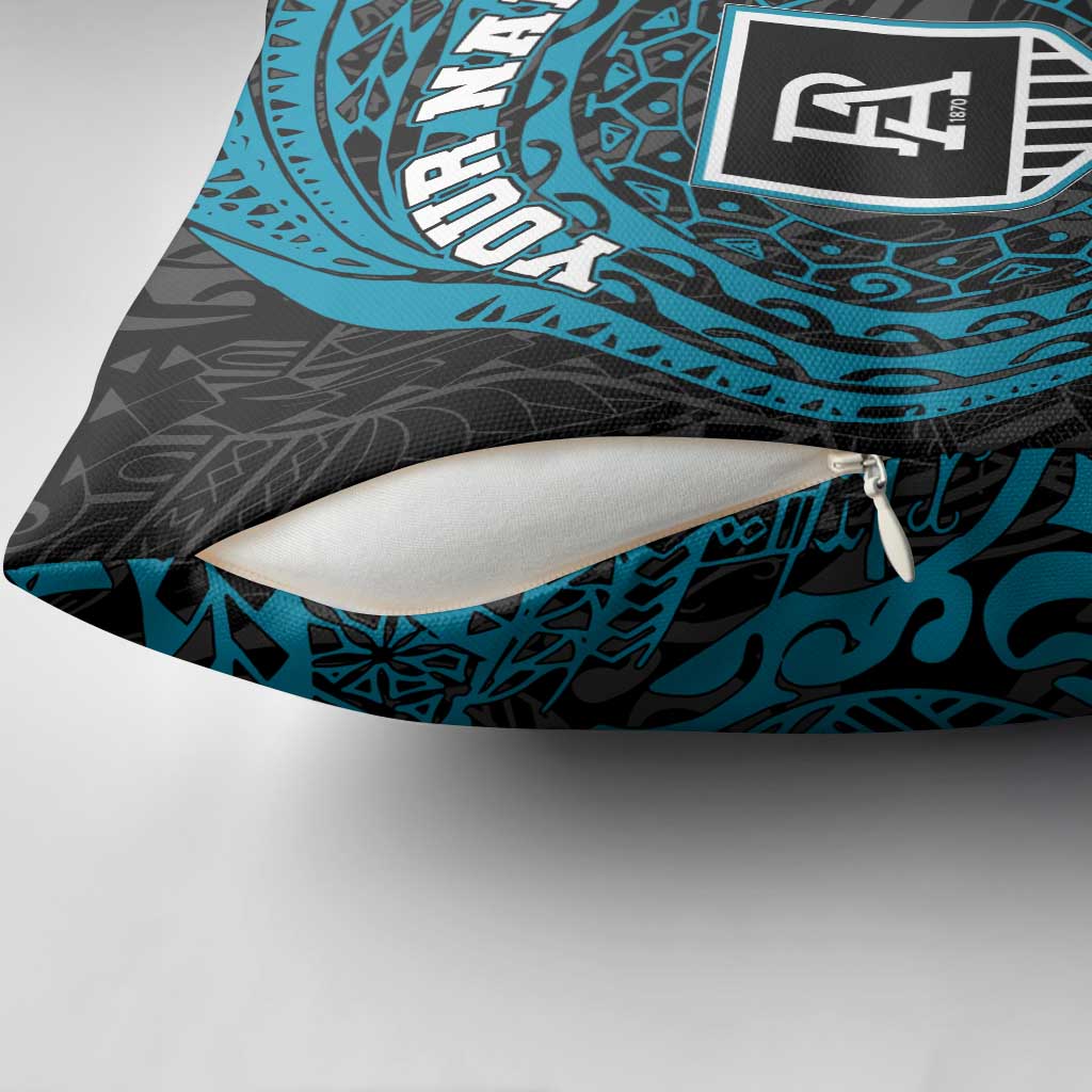 Personalized Port Adelaide Power Polynesian Pillow Cover Tribal Chest and Sleeve Tattoo Heritage Warrior