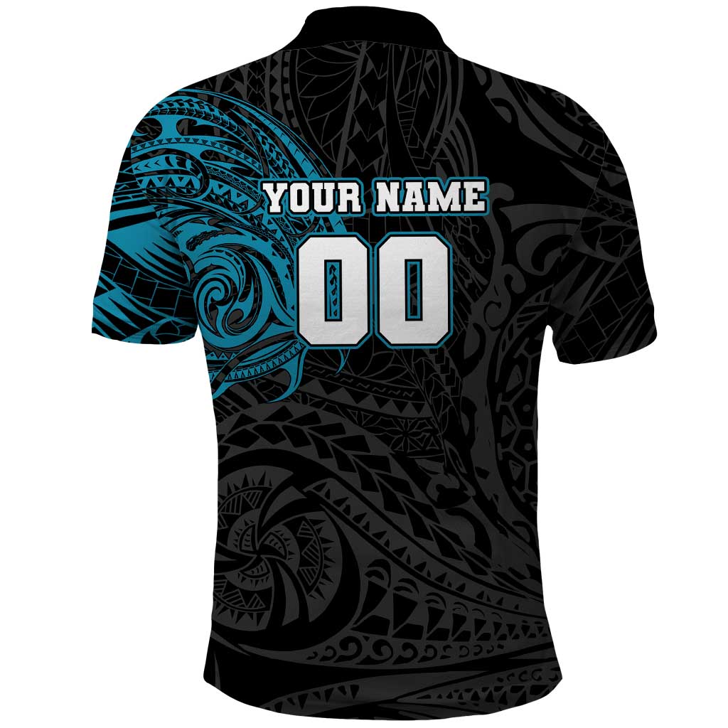 Personalized Port Adelaide Power Polynesian Polo Shirt Tribal Chest and Sleeve Tattoo Heritage Warrior