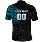 Personalized Port Adelaide Power Polynesian Polo Shirt Tribal Chest and Sleeve Tattoo Heritage Warrior