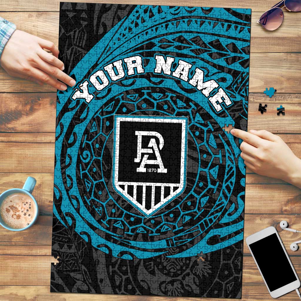 Personalized Port Adelaide Power Polynesian Puzzle Tribal Chest and Sleeve Tattoo Heritage Warrior