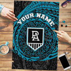 Personalized Port Adelaide Power Polynesian Puzzle Tribal Chest and Sleeve Tattoo Heritage Warrior