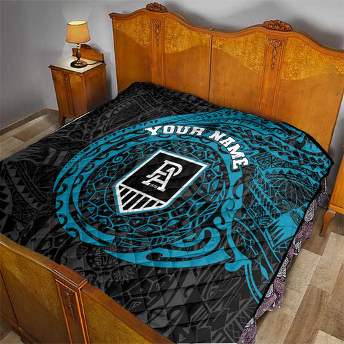 Personalized Port Adelaide Power Polynesian Quilt Tribal Chest and Sleeve Tattoo Heritage Warrior