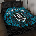 Personalized Port Adelaide Power Polynesian Quilt Bed Set Tribal Chest and Sleeve Tattoo Heritage Warrior