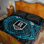 Personalized Port Adelaide Power Polynesian Quilt Bed Set Tribal Chest and Sleeve Tattoo Heritage Warrior