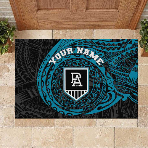 Personalized Port Adelaide Power Polynesian Rubber Doormat Tribal Chest and Sleeve Tattoo Heritage Warrior