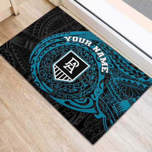 Personalized Port Adelaide Power Polynesian Rubber Doormat Tribal Chest and Sleeve Tattoo Heritage Warrior