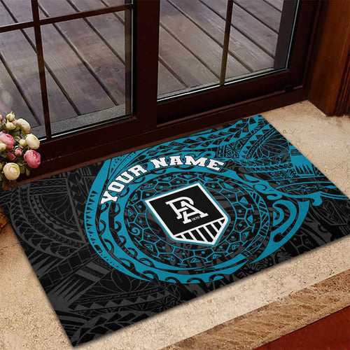 Personalized Port Adelaide Power Polynesian Rubber Doormat Tribal Chest and Sleeve Tattoo Heritage Warrior
