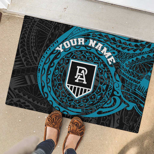 Personalized Port Adelaide Power Polynesian Rubber Doormat Tribal Chest and Sleeve Tattoo Heritage Warrior