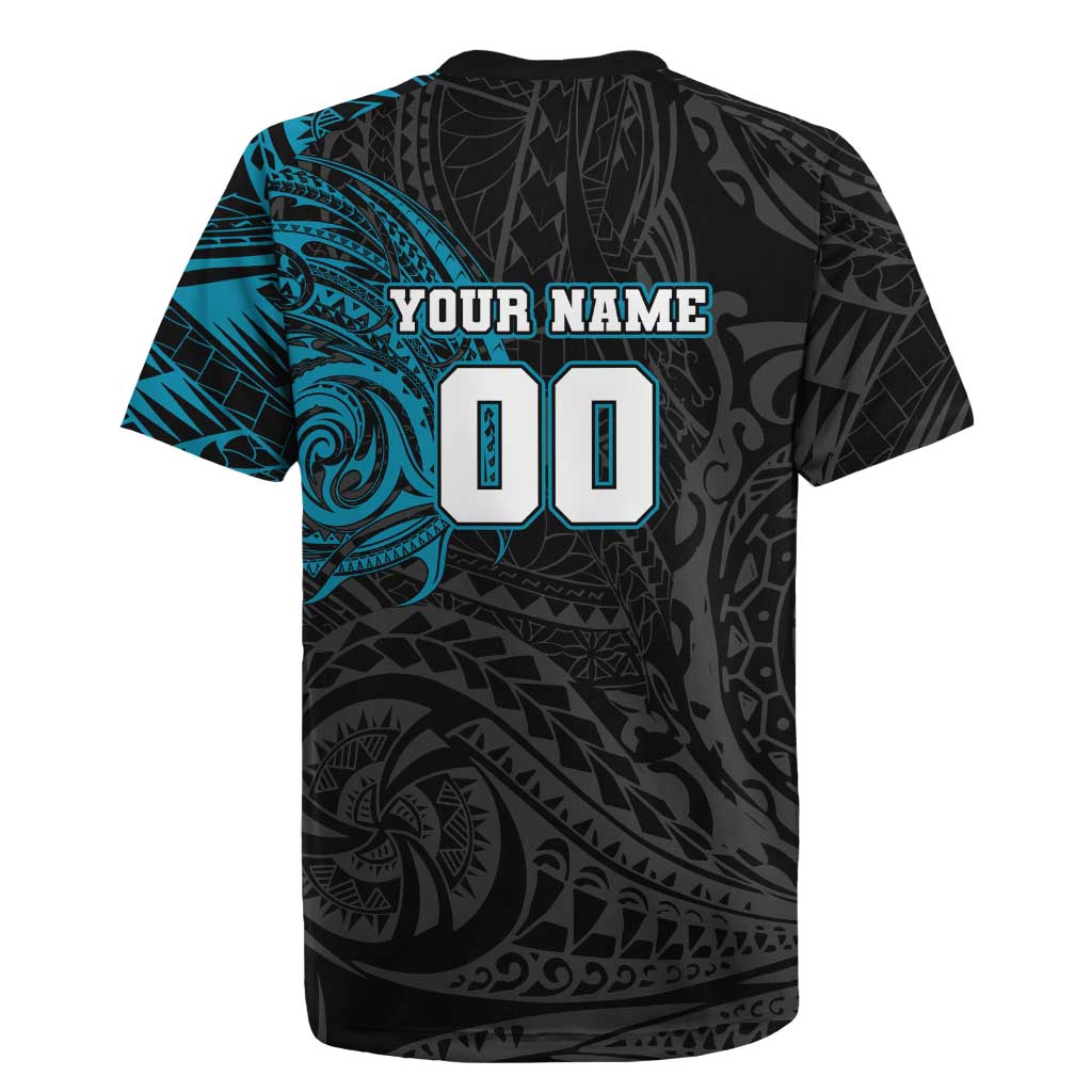 Personalized Port Adelaide Power Polynesian Rugby Jersey Tribal Chest and Sleeve Tattoo Heritage Warrior