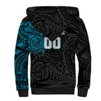 Personalized Port Adelaide Power Polynesian Sherpa Hoodie Tribal Chest and Sleeve Tattoo Heritage Warrior