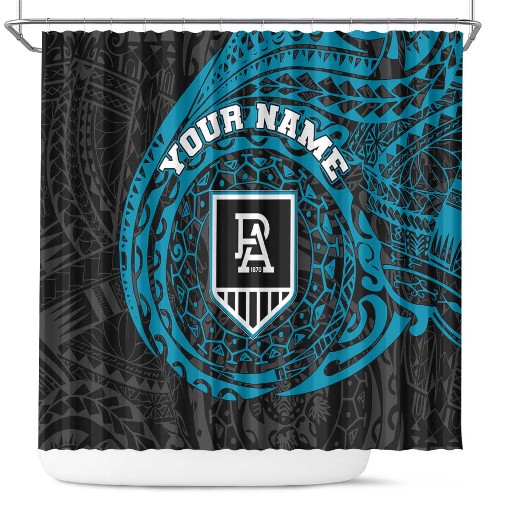 Personalized Port Adelaide Power Polynesian Shower Curtain Tribal Chest and Sleeve Tattoo Heritage Warrior