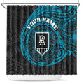 Personalized Port Adelaide Power Polynesian Shower Curtain Tribal Chest and Sleeve Tattoo Heritage Warrior