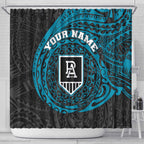 Personalized Port Adelaide Power Polynesian Shower Curtain Tribal Chest and Sleeve Tattoo Heritage Warrior