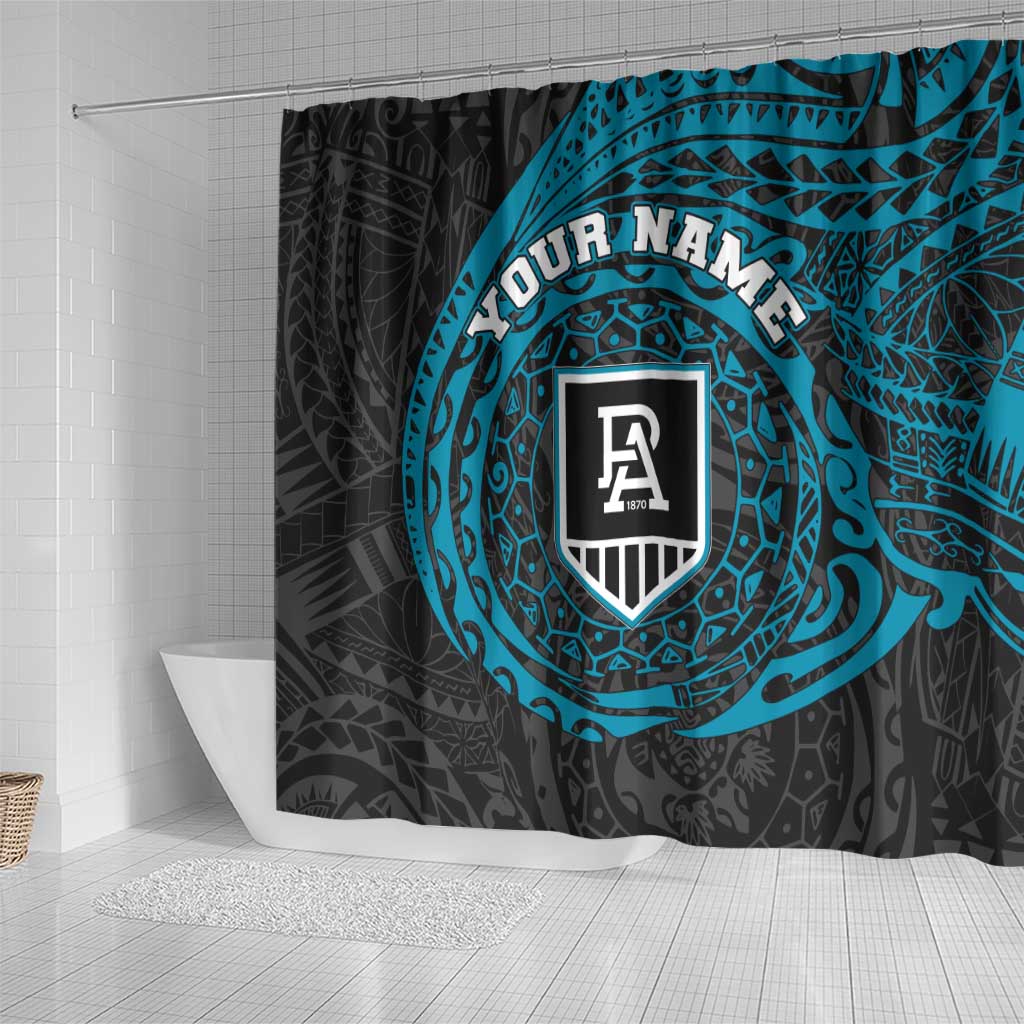Personalized Port Adelaide Power Polynesian Shower Curtain Tribal Chest and Sleeve Tattoo Heritage Warrior