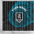 Personalized Port Adelaide Power Polynesian Shower Curtain Tribal Chest and Sleeve Tattoo Heritage Warrior
