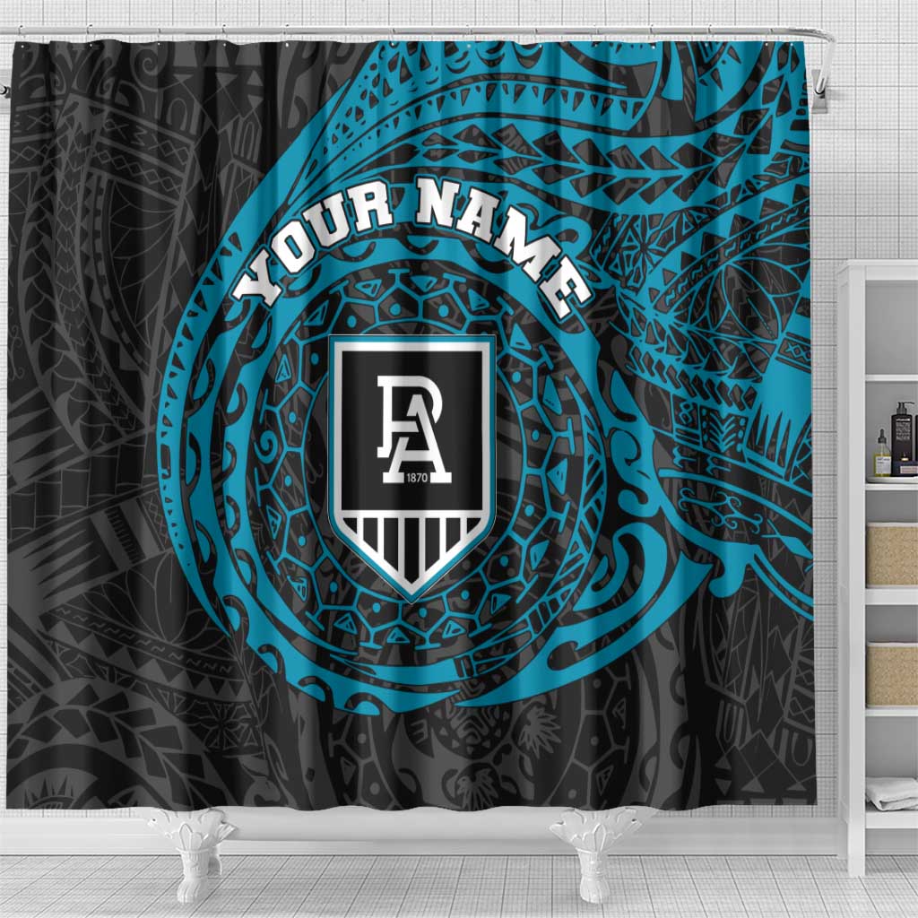 Personalized Port Adelaide Power Polynesian Shower Curtain Tribal Chest and Sleeve Tattoo Heritage Warrior