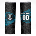 Personalized Port Adelaide Power Polynesian Skinny Tumbler Tribal Chest and Sleeve Tattoo Heritage Warrior