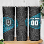 Personalized Port Adelaide Power Polynesian Skinny Tumbler Tribal Chest and Sleeve Tattoo Heritage Warrior