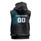 Personalized Port Adelaide Power Polynesian Sleeveless Hoodie Tribal Chest and Sleeve Tattoo Heritage Warrior